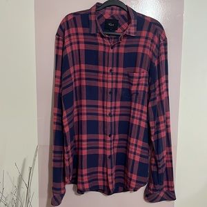 Men Rails Connor Maroon & Navy Relaxed Button Down Flannel Plaid Top Size XL